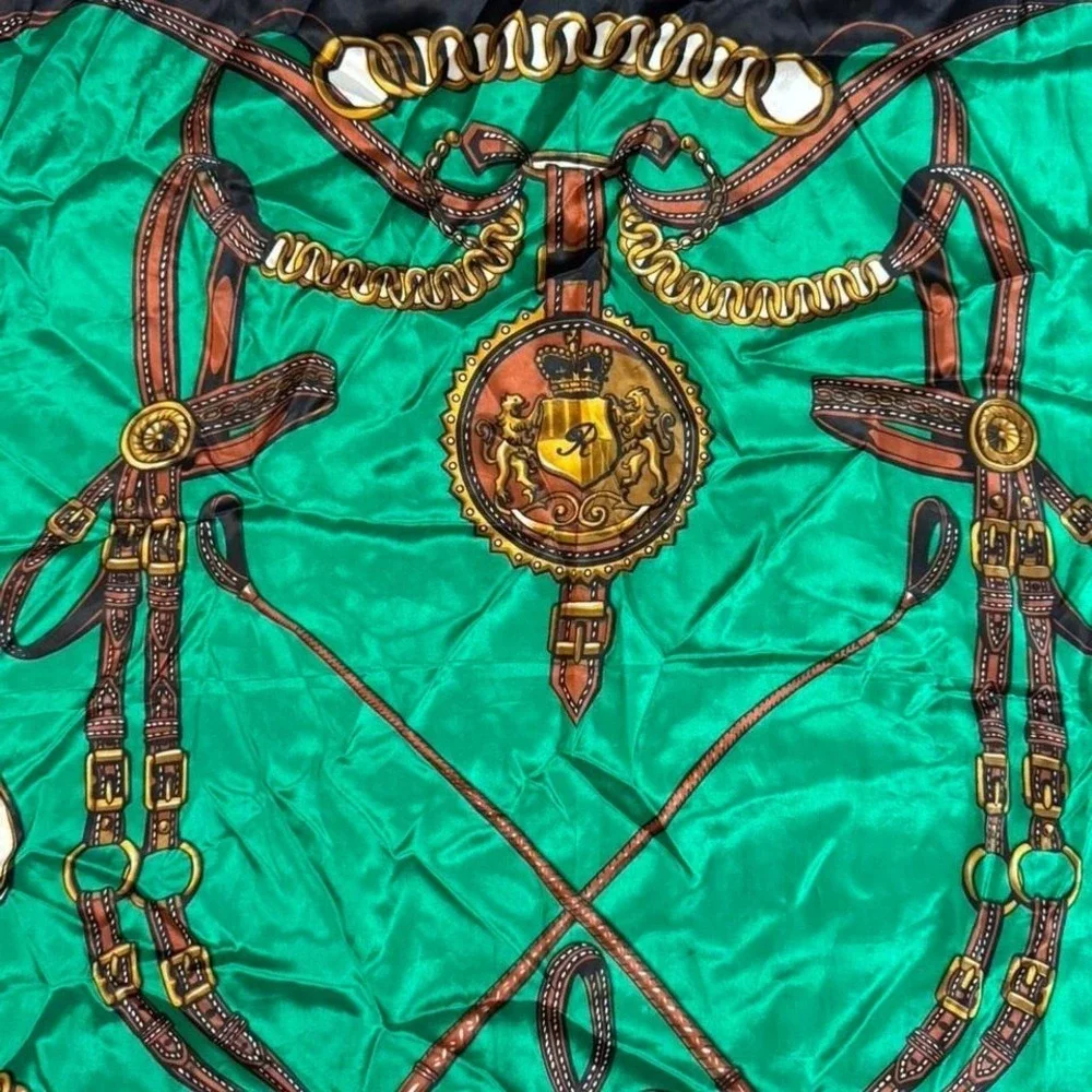 Bill Blass‎ Designer silk scarf with horse equestrian bit design square 32 inch